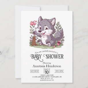 Mooie kleine wolf Baby shower Kaart