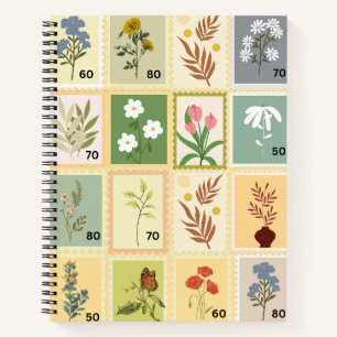 Mooie kleur botanische stempels Moderne retro Notitieboek