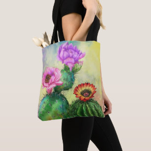 Mooie Kleur Cactus Bloemen Boodschappentas Draagtas