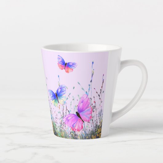 Mooie kleur Vlinders Latte Mok (Rechts)