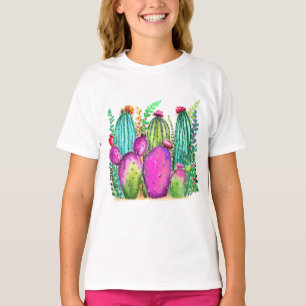 Mooie kleurcactus-bloemen - Kleurig tekenen T-shirt