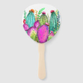 Mooie kleuren Cactus Flowers - Tekening Handwaaier (Achterkant)