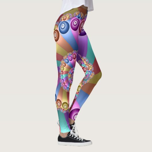 Mooie kleuren Modern Abstract fractal Art Leggings (Rechts)