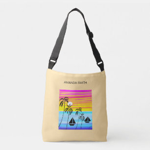 Mooie kleuren Sunset Ocean Sailing Verjaardag Crossbody Tas