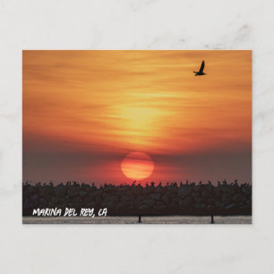 Mooie Kleuren Zonsondergang - Marina Del Rey, CA Briefkaart