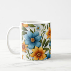 Mooie Kleurrijk Bloemmotief Lente Bloemen Koffiemok