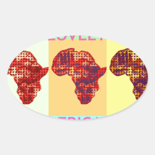 Mooie Kleurrijke Afrika Kaart Pop Patroon Art Desi Ovale Sticker