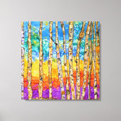 Mooie & Kleurrijke Aspen Bomen Canvas 24x24" (Voorkant)