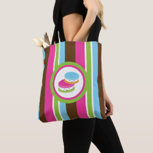 Mooie Kleurrijke Bakkerij Macarons Leuke Strepen Tote Bag