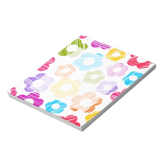 Mooie kleurrijke bloem meisjesachtig vrolijk bloem notitieblok (Gedraaid)