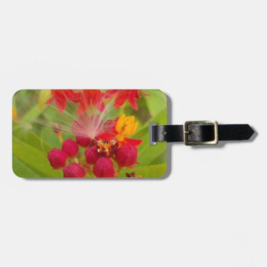 Mooie kleurrijke bloem met Milkweed Art Print Bagagelabel (Voorkant horizontaal)