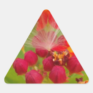 Mooie kleurrijke bloem met Milkweed Art Print Driehoek Sticker