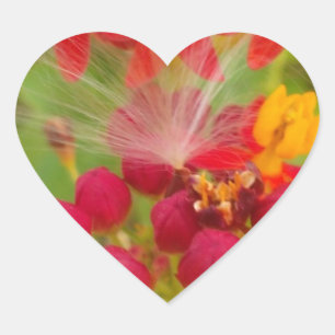 Mooie kleurrijke bloem met Milkweed Art Print Hart Sticker