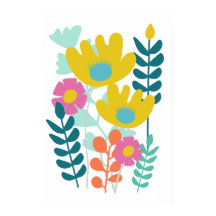 Mooie kleurrijke bloemen groene gele muur 