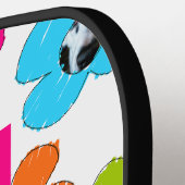 Mooie kleurrijke bloemen Hond Moeder Foto Collage Pickleball Paddle (Links Detail)