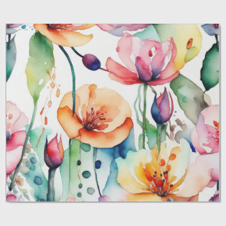 Mooie kleurrijke bloemen inpakpapier
