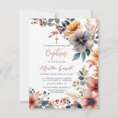 Mooie kleurrijke bloemen meisje doop kaart (Voorkant)