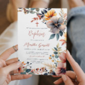 Mooie kleurrijke bloemen meisje doop kaart