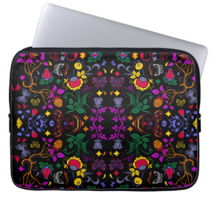 Mooie kleurrijke bloempatroon laptop sleeve