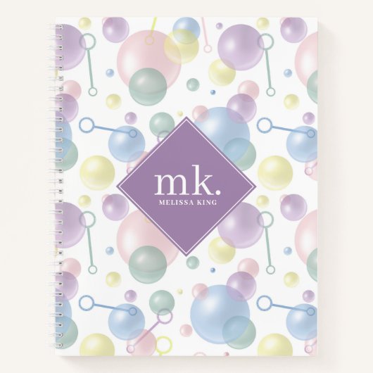Mooie Kleurrijke Bubbel Patronen Met Monogram Notitieboek (Voorkant)