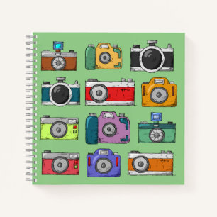 Mooie kleurrijke camera's kunstwerk voor kinderen  notitieboek