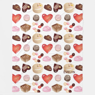 Mooie Kleurrijke Chocolade Snoep Hart Patroon Fleece Deken