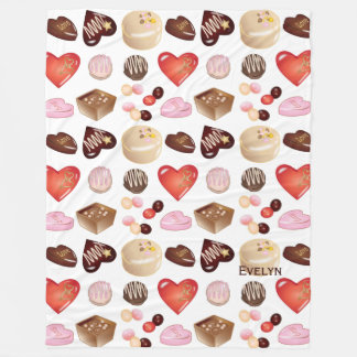Mooie Kleurrijke Chocolade Snoep Hart Patroon Fleece Deken