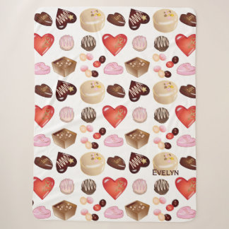 Mooie Kleurrijke Chocolade Snoep Hart Patroon Sherpa Deken