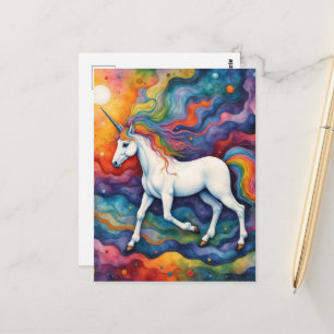 Mooie Kleurrijke Eenhoorn Fantasie Briefkaart