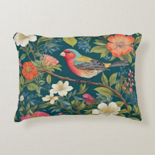 Mooie kleurrijke Finch Bird Botanical Accent Kussen