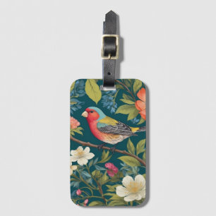 Mooie kleurrijke Finch Bird Botanical Bagagelabel