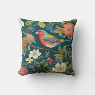 Mooie kleurrijke Finch Bird Botanical Kussen