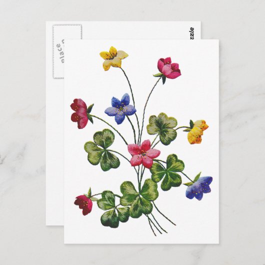 Mooie kleurrijke geborduurde houtzuring briefkaart (Voorkant / Achterkant)