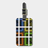 Mooie kleurrijke geruite geometrische strepen bagagelabel (Voorkant verticaal)