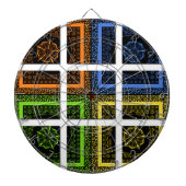 Mooie kleurrijke geruite geometrische strepen dartbord (Voorkant)