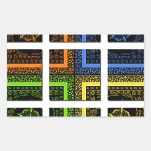 Mooie kleurrijke geruite geometrische strepen rechthoekige sticker