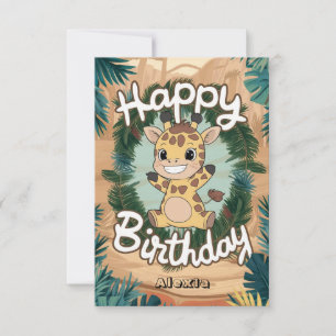 Mooie kleurrijke Giraffe verjaardag Kaart