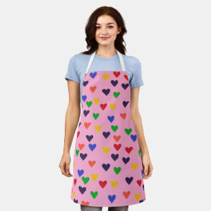 Mooie Kleurrijke Harten in Regenboogkleuren Schort