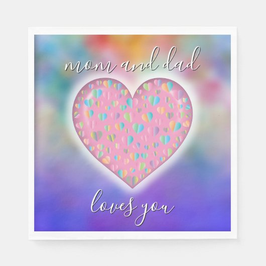 Mooie Kleurrijke Hartpatroon Servetten (Voorkant)