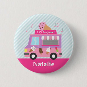 Mooie Kleurrijke IJscowagen Voor Meisjes Ronde Button 5,7 Cm