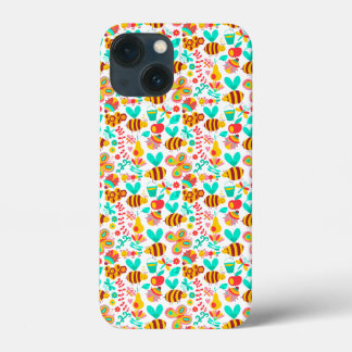 Mooie kleurrijke insecten patronen iPhone 13 mini hoesje