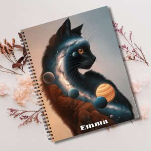 Mooie Kleurrijke Kat, Leuk Dier, Outer Space Aange Notitieboek