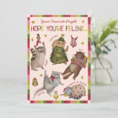 Mooie Kleurrijke Kattenliefhebber Gevoelens Grafie Feestdagenkaart (Staand voorkant)