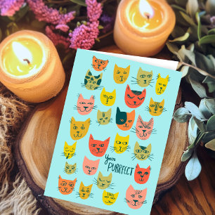 Mooie kleurrijke kattenpatroon GELUKKIGE VERJAARDA Kaart