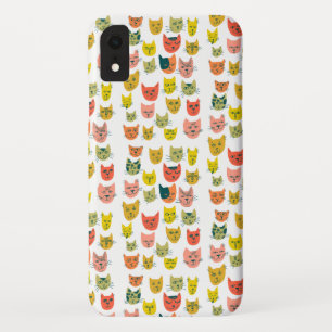 Mooie kleurrijke kattenpatroon op wit iPhone XR hoesje