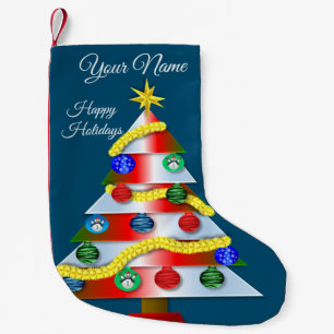 Mooie, kleurrijke kerstboom blauw kleine kerstsok