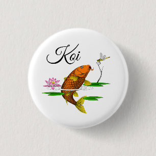 Mooie Kleurrijke Koi Illustratie Ronde Button 3,2 Cm