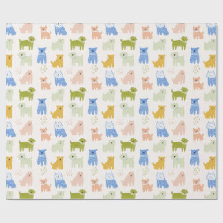 Mooie Kleurrijke Krijtjes Honden Inpakpapier
