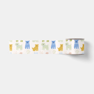 Mooie Kleurrijke Krijtjes Honden Inpakpapier Lint