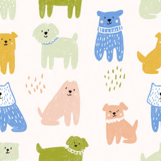 Mooie Kleurrijke Krijtjes Honden Inpakpapier Medium Cadeauzakje